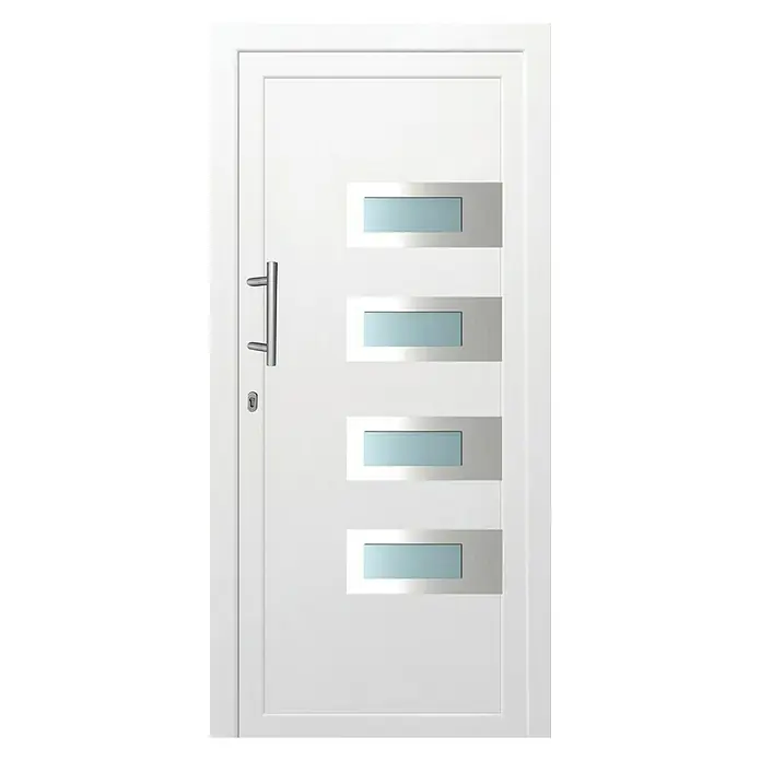 Solid Elements Kunststoffhaustür KF-303 - 110 x 210 cm, DIN Anschlag: Links, Weiß - Vorderansicht