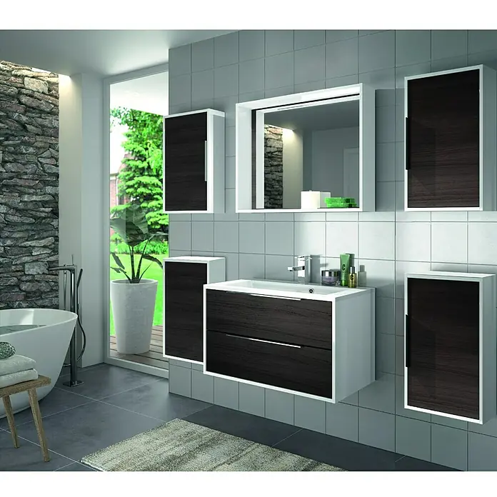 Allibert Badmöbel-Set Edge - 220 cm, 7 -tlg., Eiche Schwarz