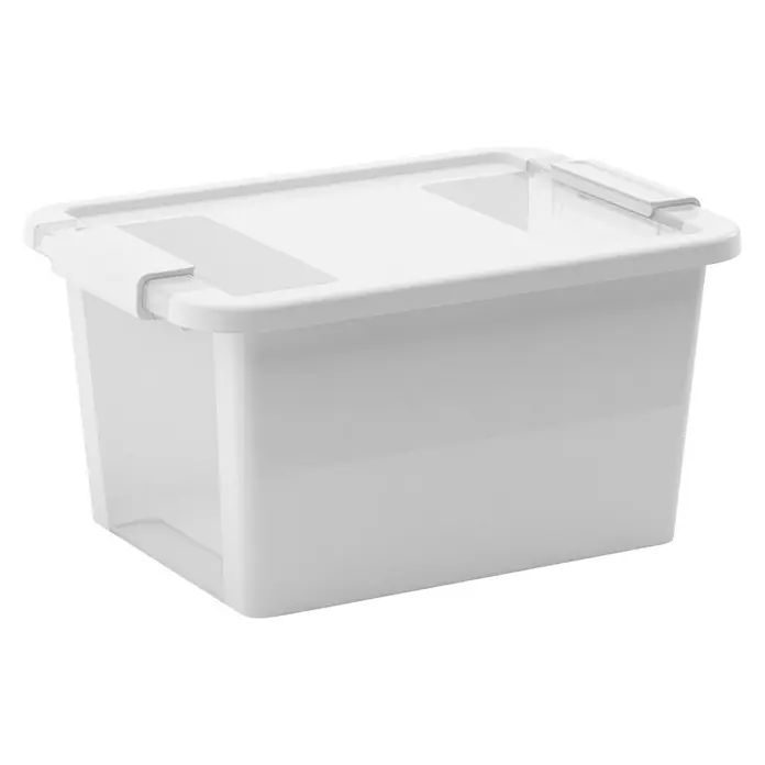 KIS Aufbewahrungsbox S - L x B x H: 36,5 x 26 x 19 cm, Weiß, Mit Deckel - Linke Seitenansicht