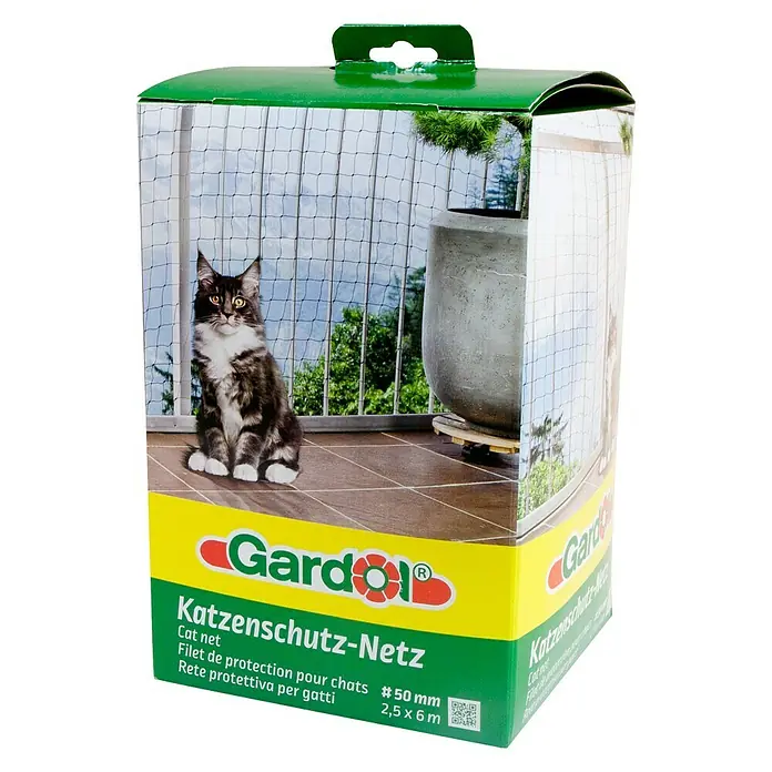 Gardol Zaštitna mreža za mačke - 6 x 2,5 m, Crne boje - Pogled s lijeve strane