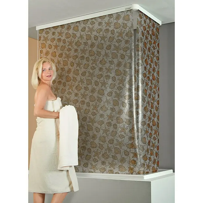 Eco-Dur Eck-Duschrollo - 62 x 137 x 240 mm, Muschel, Gelb/Silber - Anwendungsbeispiel