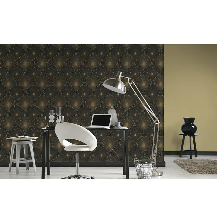 AS Creation Vliestapete Spot 3 - Metallic/Schwarz, Grafisch, 10,05 x 0,53 m - Stimmungsaufnahme