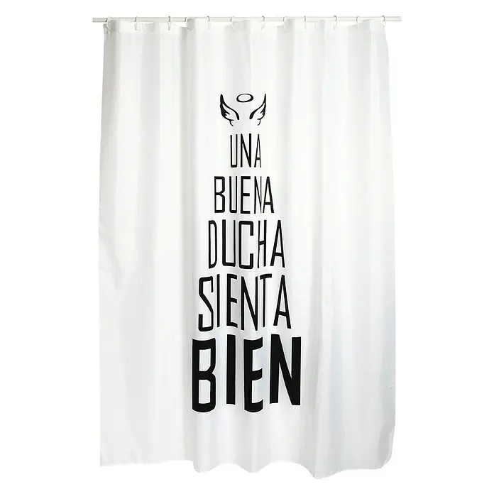 Venus Cortina de baño textil Buena ducha - An x Al: 180 x 200 cm, Negro/blanco - Vista frontal