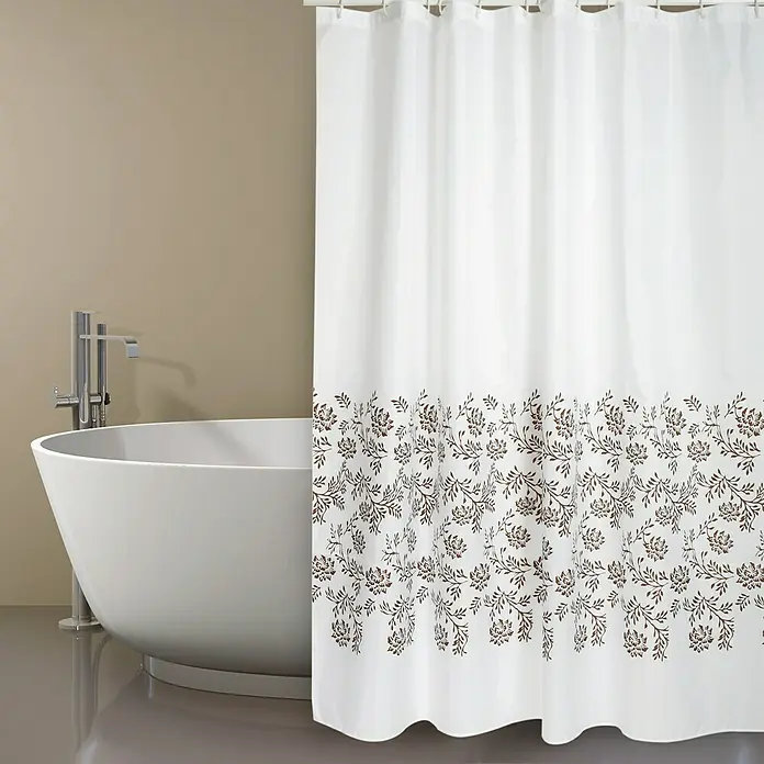 Venus Cortina de baño textil Ikabana - An x Al: 180 x 200 cm, Blanco, Marrón - Foto ambiente