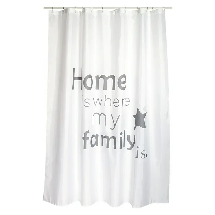 Venus Cortina de baño textil Home - An x Al: 180 x 200 cm, Blanco, Gris - Vista frontal