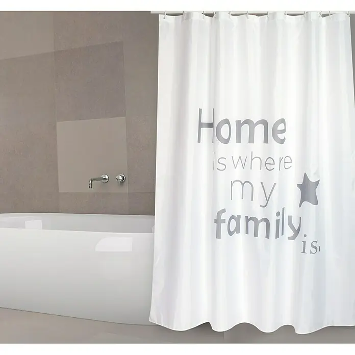 Venus Cortina de baño textil Home - An x Al: 180 x 200 cm, Blanco, Gris - Foto ambiente