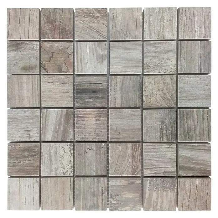 Baldosa de mosaico Forest - 29 x 29 cm, Gres porcelánico, Gris - Vista superior