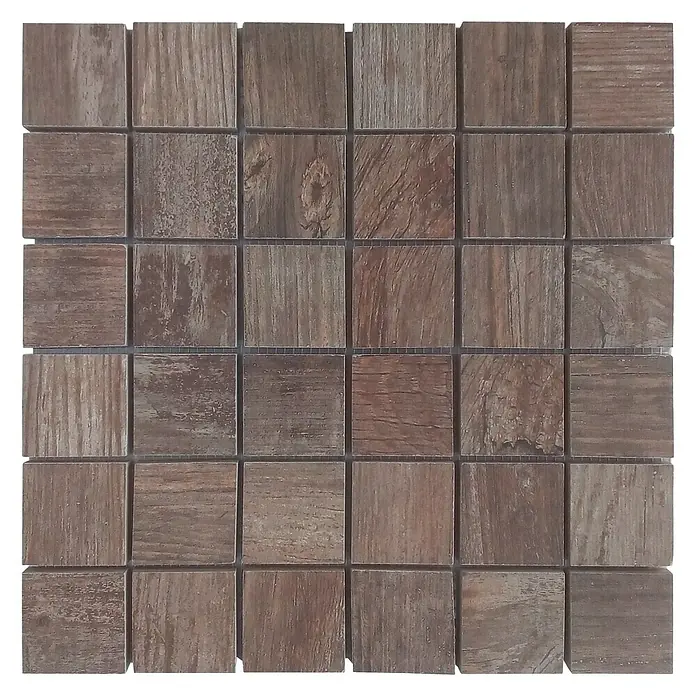 Baldosa de mosaico Forest - 29 x 29 cm, Gres porcelánico, Marrón - Vista superior