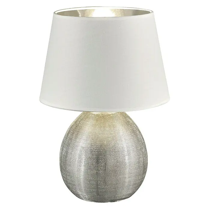Trio Lighting Lámpara de sobremesa Luxor - 60 W, L x An x Al: 24 x 24 x 35 cm, Plateado, Blanco/Cromado, E27 - Vista frontal
