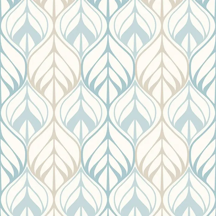 Papel pintado Geométrico 1 - Azul Verde / Crema, 10,05 x 0,53 m - Vista superior