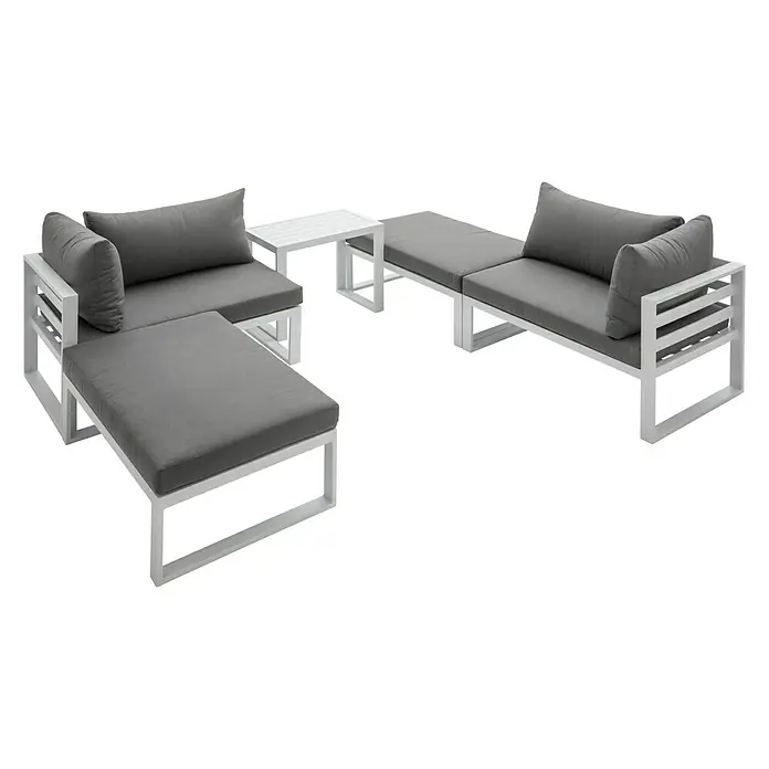 Sunfun Hannah Set lounge namještaja Hannah - 5-dij., Tekstil, Sive boje, Svijetlosive boje