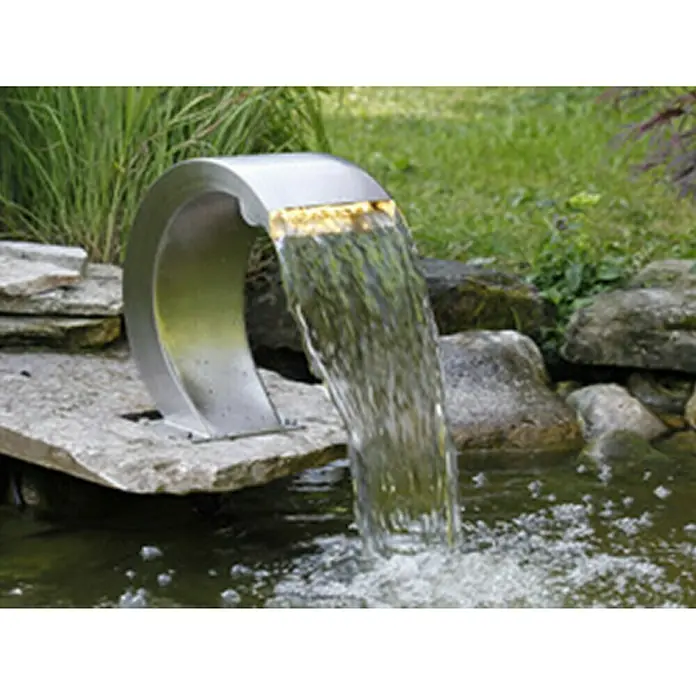 Ubbink Einbau-Wasserfall Mamba S - 39 x 28 x 34 cm, Edelstahl, Leuchtmittel: LED - Stimmungsaufnahme