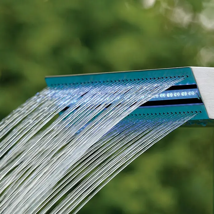 Ubbink Einbau-Wasserfall Straight - 42 x 30 x 54 cm, Edelstahl, Leuchtmittel: LED - Detailaufnahme