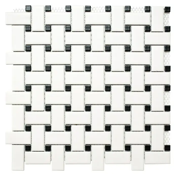Mosaikfliese Basket CBAS 19 - 30 x 30 cm, Weiß/Schwarz, Matt - Ansicht von oben