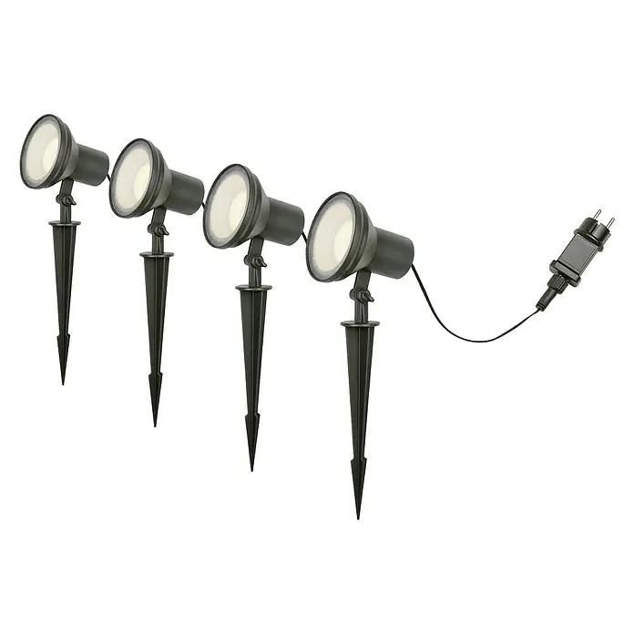 Ledvance LED-Gartenspot-Set Spot - 4 x 16,5 W, Aluminium, Höhe: 20 cm, IP65, Schwarz