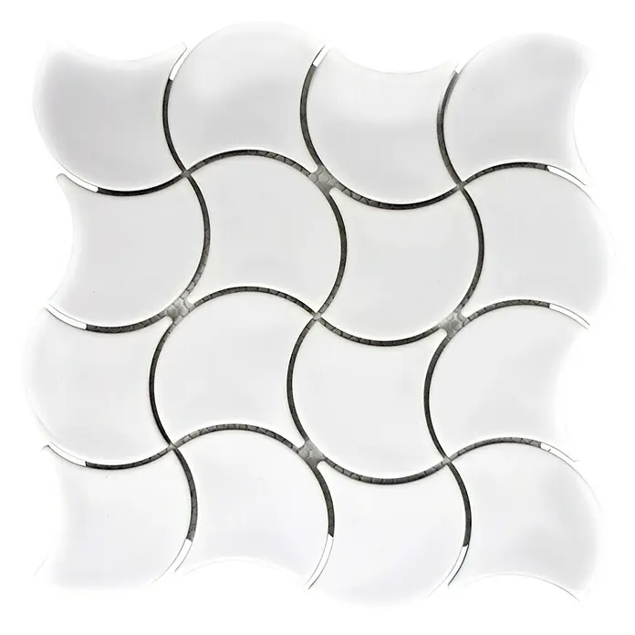 Mosaikfliese Fächer Uni FS 17W - 27,6 x 27,6 cm, Weiß, Glänzend - Ansicht von oben