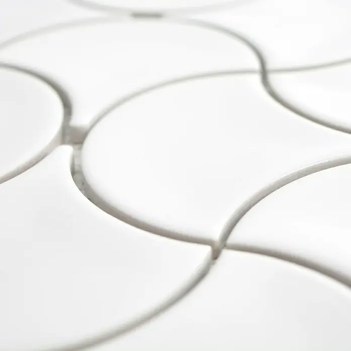 Mosaikfliese Fächer Uni FS 17W - 27,6 x 27,6 cm, Weiß, Glänzend - Detailaufnahme