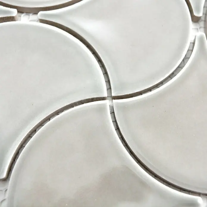 Mosaikfliese Fächer Uni FS 13C - 27,6 x 27,6 cm, Grau, Glänzend - Detailaufnahme