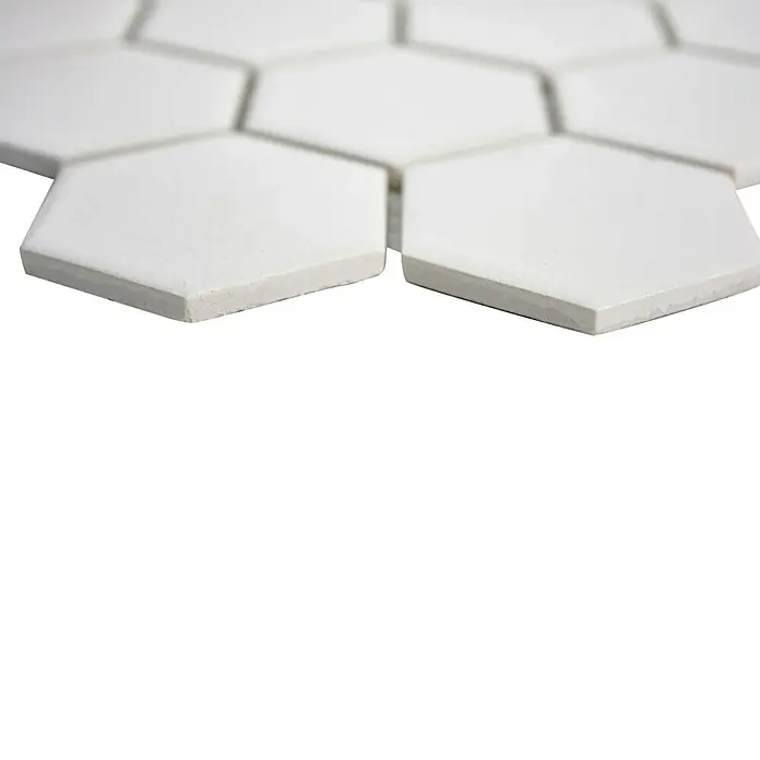 Mosaikfliese Hexagon Uni CU HX101 - 32,5 x 28,1 cm, Weiß, Matt - Detailaufnahme