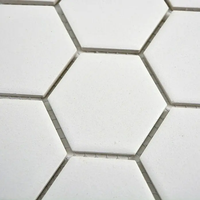 Mosaikfliese Hexagon Uni CU HX101 - 32,5 x 28,1 cm, Weiß, Matt - Detailaufnahme