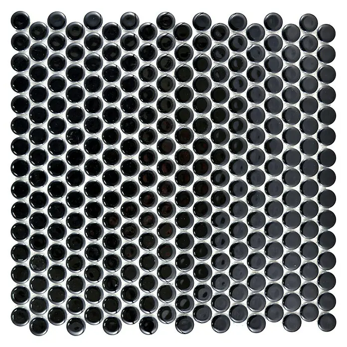Mosaikfliese Knopf Uni 890 - 31,9 x 30,6 cm, Schwarz, Glänzend - Ansicht von oben