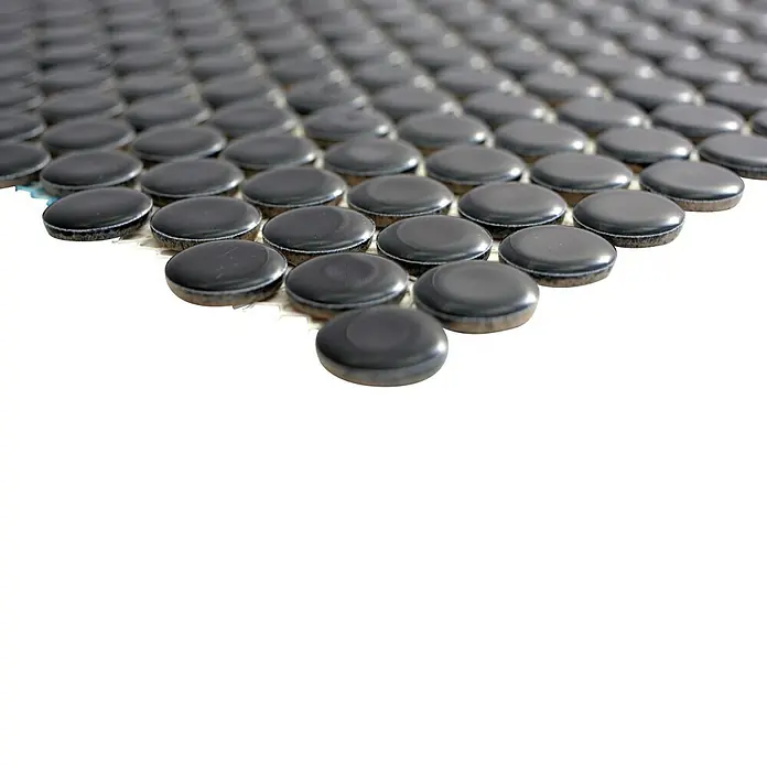 Mosaikfliese Knopf Uni 890 - 31,9 x 30,6 cm, Schwarz, Glänzend - Detailaufnahme