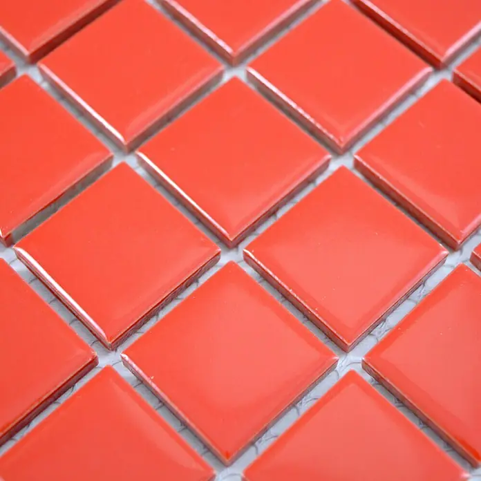 Mosaikfliese Quadrat Uni CG B105 - 33 x 30,2 cm, Rot, Glänzend - Detailaufnahme