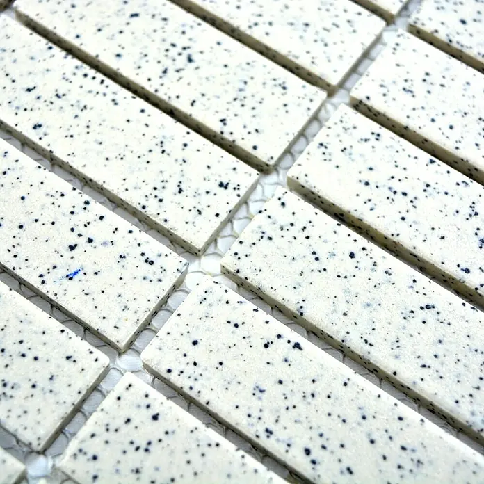 Mosaikfliese Stäbchen Uni CU ST208 - 30 x 30 cm, Cremeweiß, Matt - Detailaufnahme