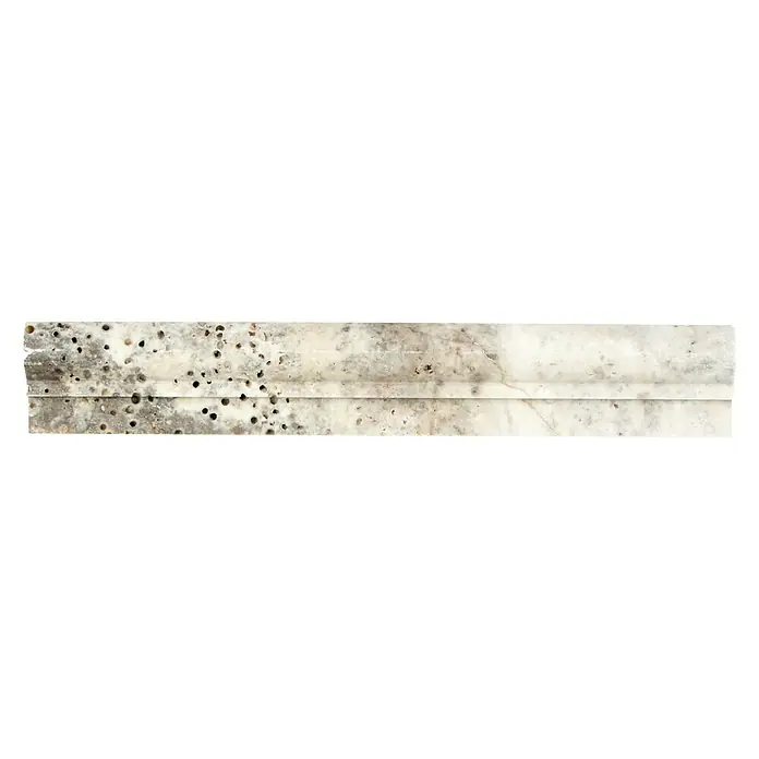 Fliesenbordüre Travertin PO 47348 - 30,5 x 4,8 cm, Grau/Weiß, Matt - Ansicht von oben