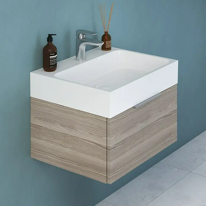 Camargue Cube Einbauwaschbecken - 60 x 49 cm, Mineralguss, Weiß - Anwendungsbeispiel