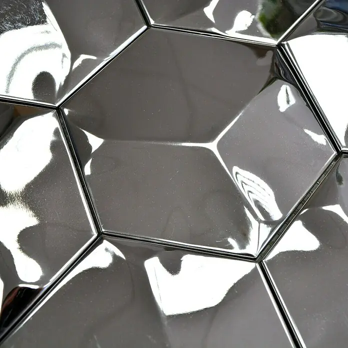 Mosaikfliese Hexagon HXM 10SG - 26,2 x 23 cm, Silber, Glänzend - Detailaufnahme