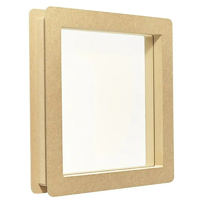 Mottez Bullauge - MDF, Natur, Verglasung: Klar, 30 x 30 cm, Quadratisch - Vorderansicht