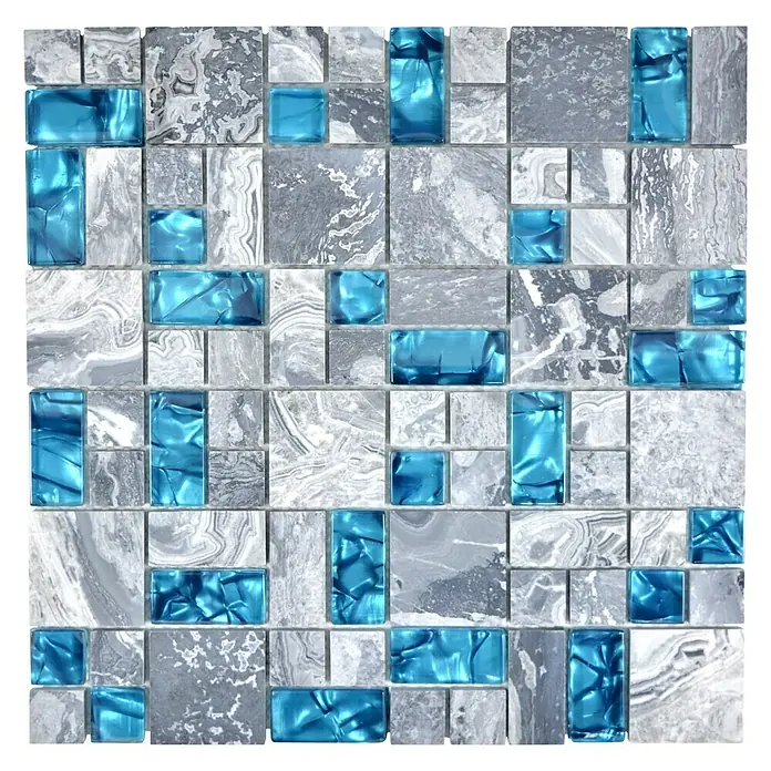 Mosaikfliese Crystal Mix XCM MC589 - 30 x 30 cm, Grau, Glänzend - Ansicht von oben