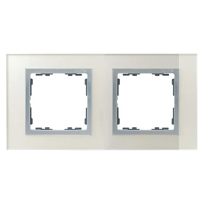Simon 82 Marco Nature - Blanco alpino / plata, x 2, Plástico, Montaje en la pared