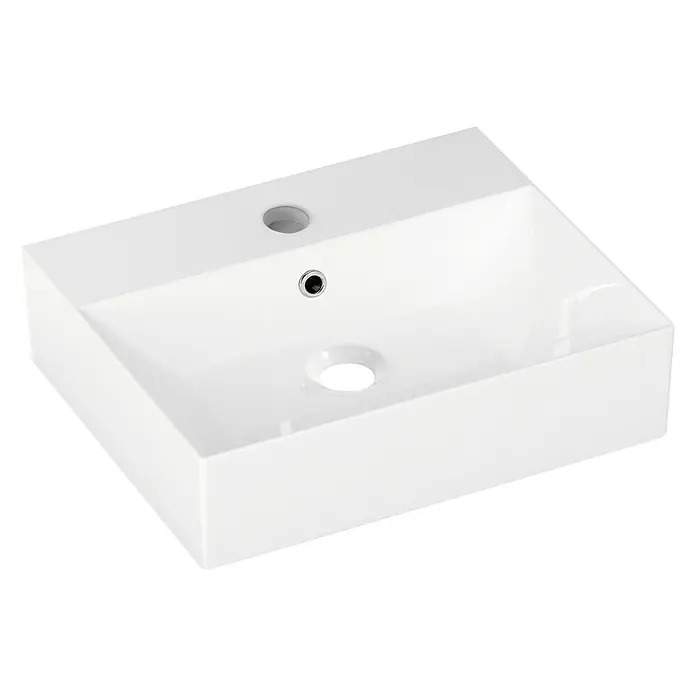 Lavabo pequeño Bruselas - An x L: 50 x 42 cm, Medio, Con desbordamiento, Blanco