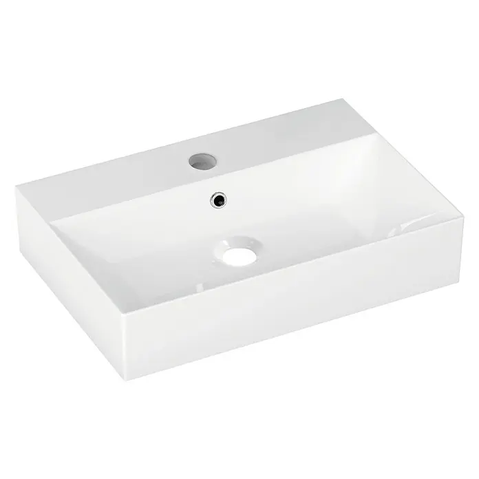 Lavabo pequeño Bruselas - An x L: 60 x 42 cm, Medio, Con desbordamiento, Blanco
