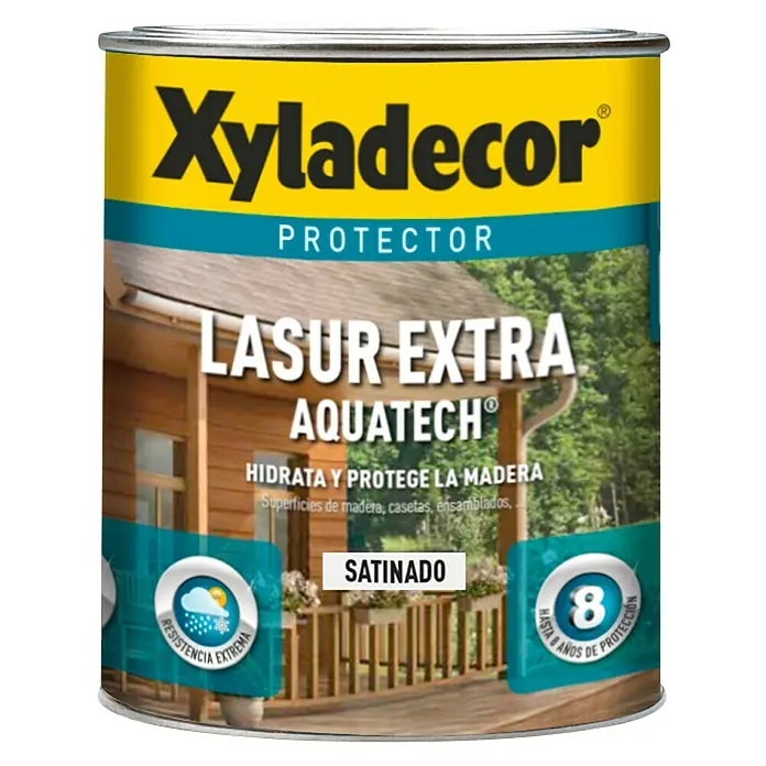 Xyladecor Protección para madera Lasur Extra Aquatech - Teca, 750 ml, Satinado - Vista frontal