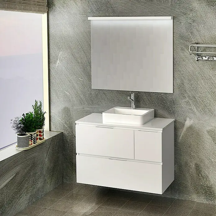 Mueble de lavabo Tina Paris - L x An x Al: 46 x 80 x 64 cm, Blanco - Foto ambiente