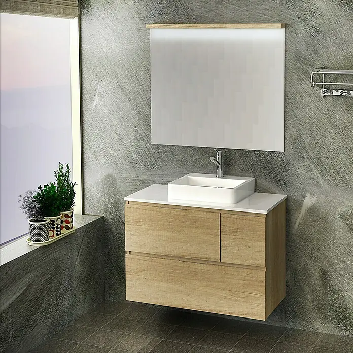 Mueble de lavabo Tina Paris - L x An x Al: 46 x 80 x 64 cm, Nature - Foto ambiente