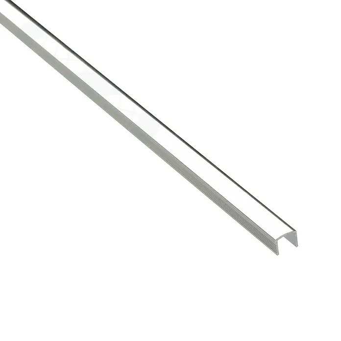 Perfil en U decorativo - 2,5 m x 10 mm x 7 mm, Aluminio, Superficie: Brillante - Vista angular