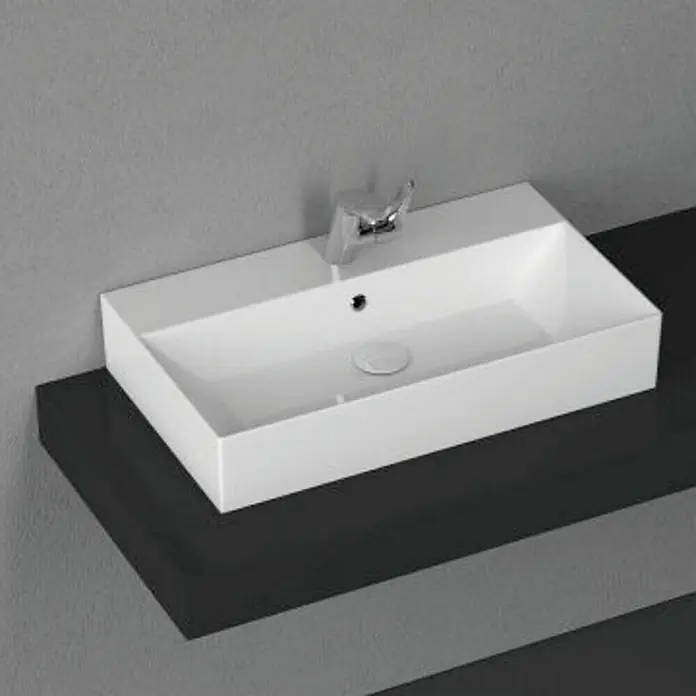 Lavabo pequeño Bruselas - An x L: 70 x 42 cm, Medio, Con desbordamiento, Blanco - Foto ambiente