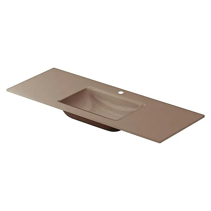 Lavabo Cristal - 121 x 46 cm, Orificios para grifo: Medio, Chocolate - Vista angular
