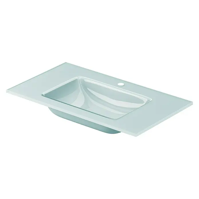 Lavabo Cristal - 101 x 46 cm, Orificios para grifo: Medio, Agua marina - Vista angular
