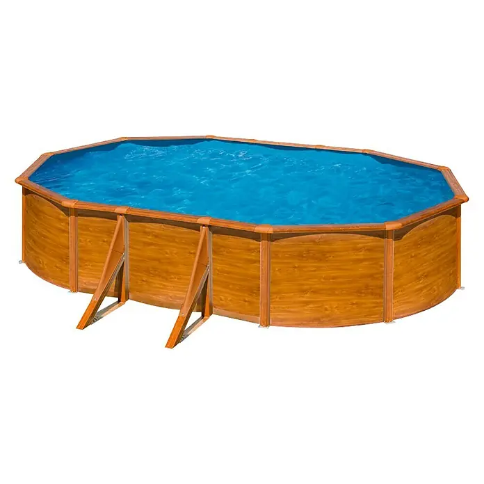 Gre Piscina ovalada desmontable Pacific - L x An x Al: 500 x 300 x 120 cm, 14.550 l, Marrón claro - Vista frontal