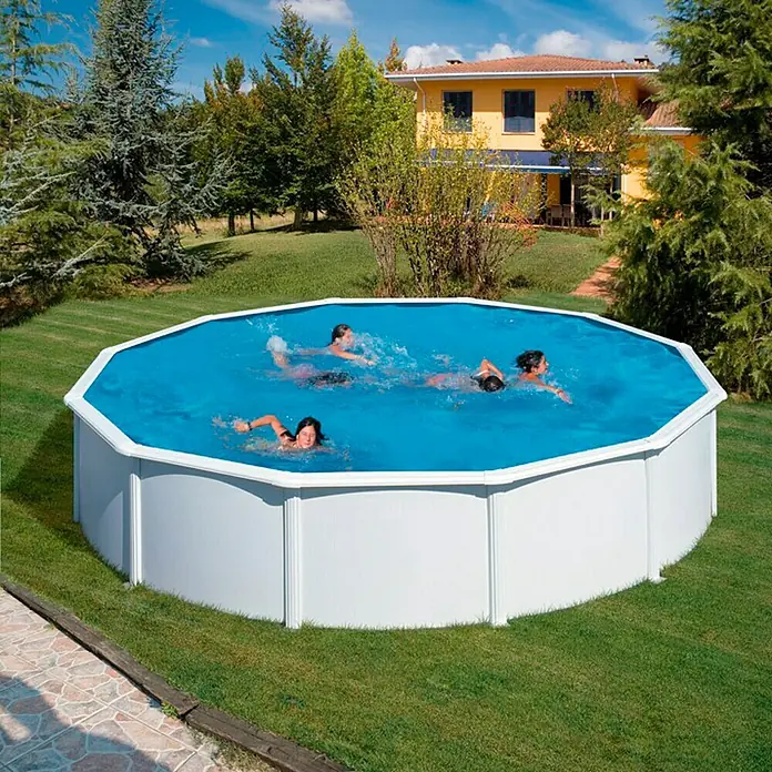 Gre Piscina circular desmontable Fidji - Ø x Al: 240 x 120 cm, 4.750 l, Blanco - Producto en uso