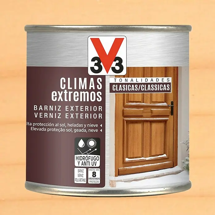 V33 Barniz para madera exterior Climas Extremos - Incoloro, Brillante, 250 ml
