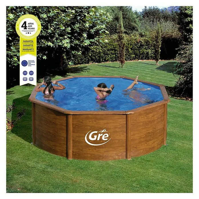 Gre Piscina circular desmontable Sicilia - Ø x Al: 300 x 120 cm, 7.418 l, Marrón claro - Producto en uso