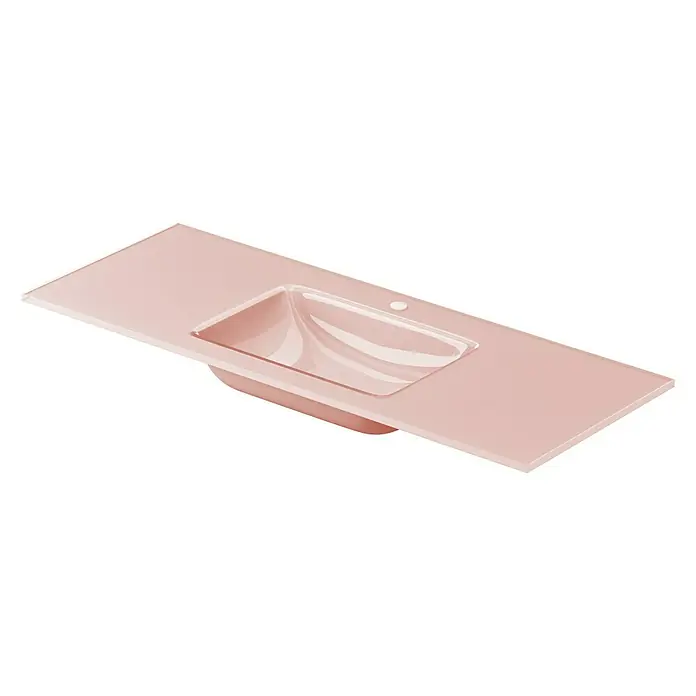 Lavabo Cristal - 121 x 46 cm, Orificios para grifo: Medio, Rosa