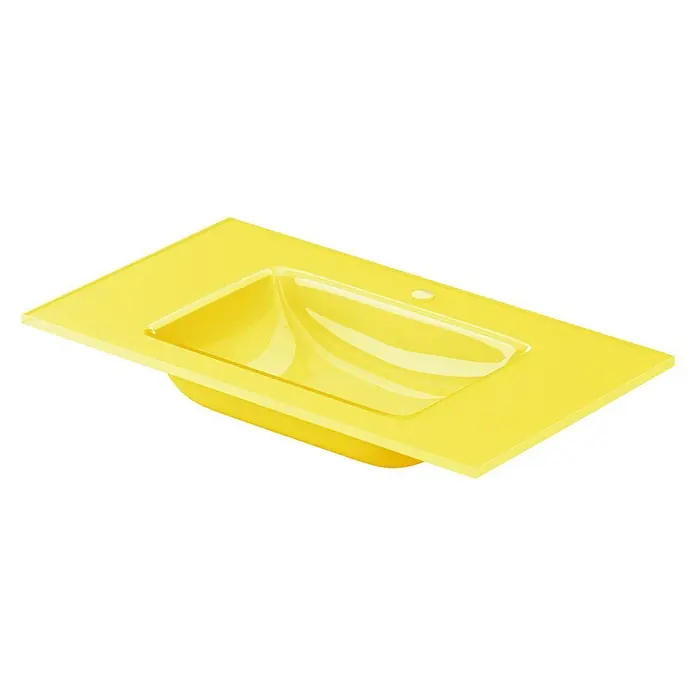 Lavabo Cristal - 101 x 46 cm, Orificios para grifo: Medio, Amarillo