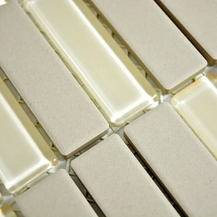 Mosaikfliese Stäbchen Mix CU ST G81 - 29,7 x 29 cm, Beige, Matt - Detailaufnahme